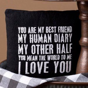 NWT Primitives by Kathy | Black 'I Love YOU ' Mini Throw Pillow